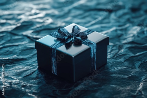 Gift box on abstract background in dark tonality