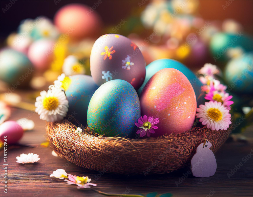 Fototapeta premium decoration easter eggs in the easter time