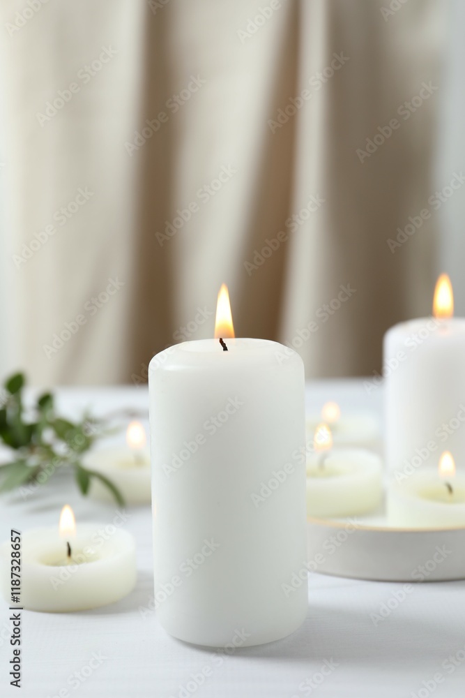 Beautiful composition with candles on the table Beautiful composition with candles on the table