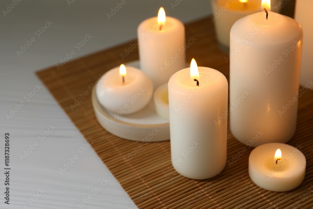 Beautiful composition with candles on the table Beautiful composition with candles on the table