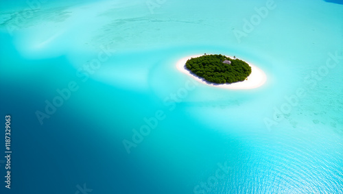 Emerald isle, fringed by turquoise. A secluded paradise. photo