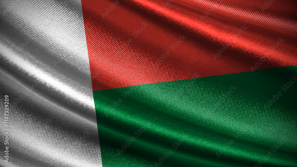 Obraz premium Madagascar flag with realistic silky wave texture
