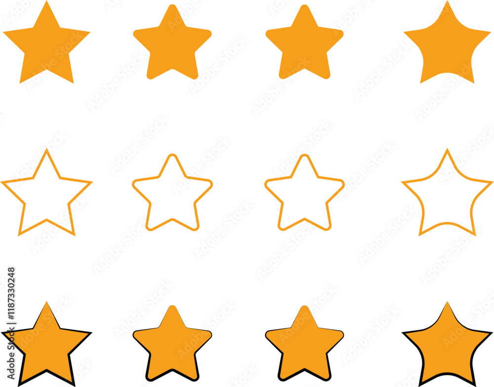 Stars Collection: Golden and Black Star Vector Icons Set. Stars Collection: Golden and Black Star Vector Icons Set.