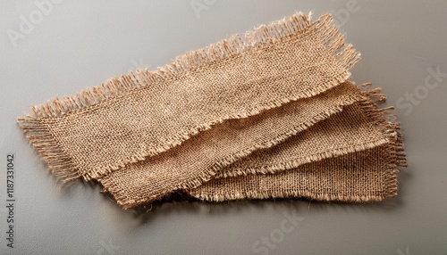 burlap fabric label pieces rustic hessian patch torn sack cloth photo