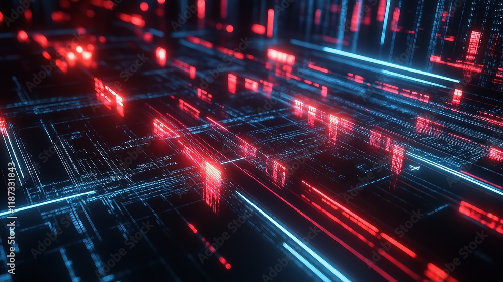 Fototapeta premium Futuristic Network Background with Interconnected Lines and Scale