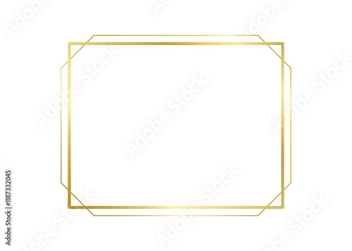 Decorative gold rectangle frame for note text. Vintage rectangular shape from line. Highlight and underline text box decorative. Golden line border. Vector on isolated background illustration