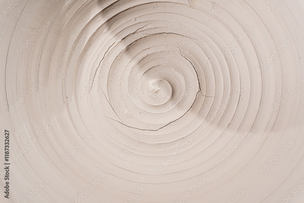Cerámica arcilla gris en espiral con grietas artesanía natural Cerámica arcilla gris en espiral con grietas artesanía natural