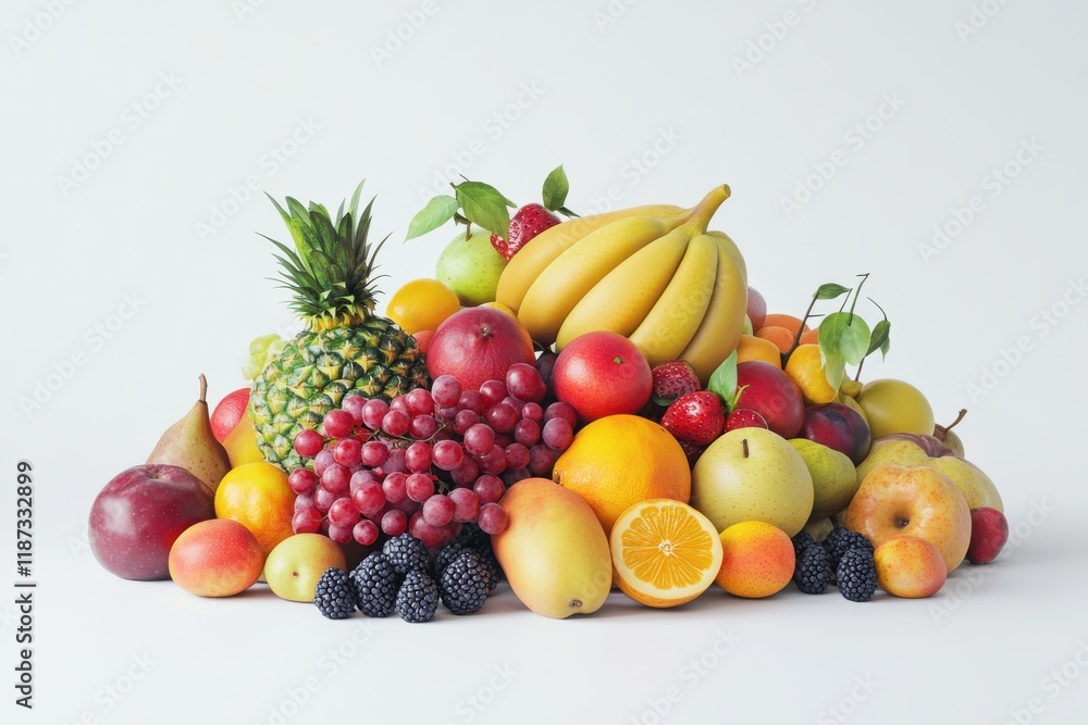 3D Packed Fruits Isolated and White Background 3D Packed Fruits Isolated and White Background