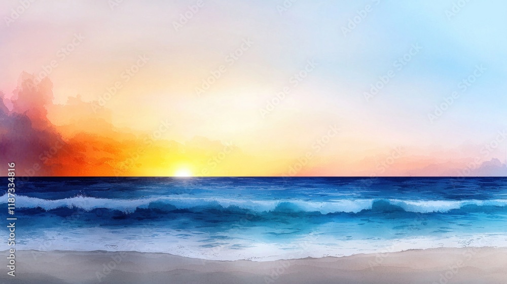 Fototapeta premium A beautiful sunset over the ocean with a calm and peaceful mood