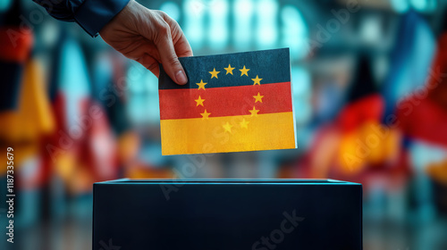 German Election Ballot Casting for Chancellor Candidate in European Political Vote