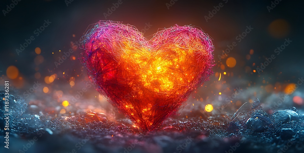 Heart-Shaped Object with a Glowing Light Heart-Shaped Object with a Glowing Light