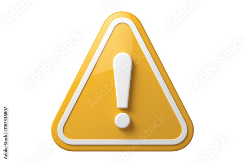 Obraz na płótnie Yellow triangular warning sign with a white exclamation mark, indicating caution or alert. background removed w salonie