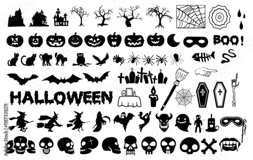 Spooky Silhouettes: A collection of Halloween-themed silhouettes, capturing the essence of the holiday's iconic symbols, from eerie creatures to haunted decorations.