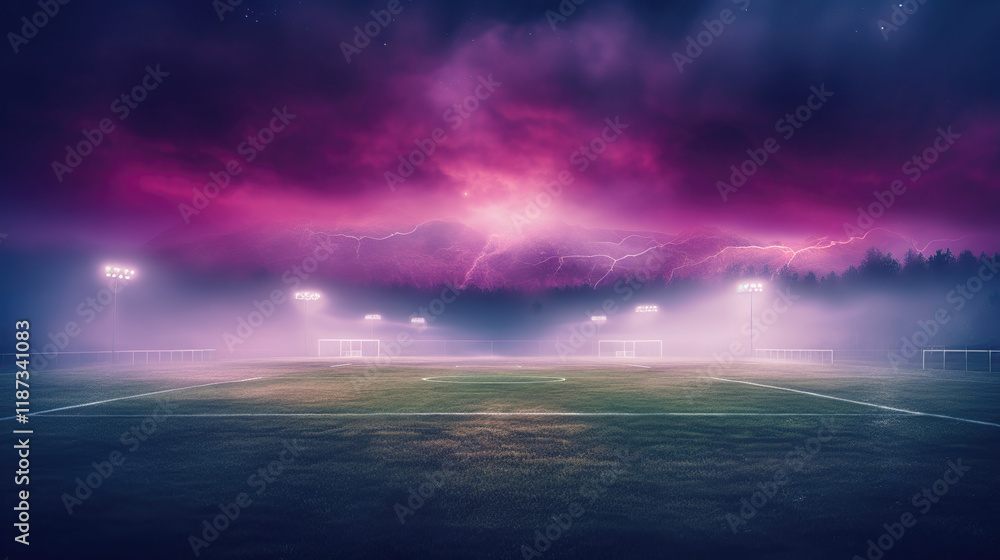 Obraz premium soccer field with dramatic sky
