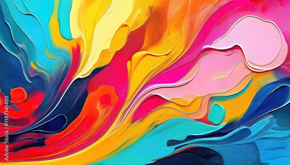 Fototapeta premium Striking Contemporary Artwork Textured Abstraction Showcasing Vibrant Colors and Modern AI Techniques, Embracing the Essence of Abstract Expressionism.