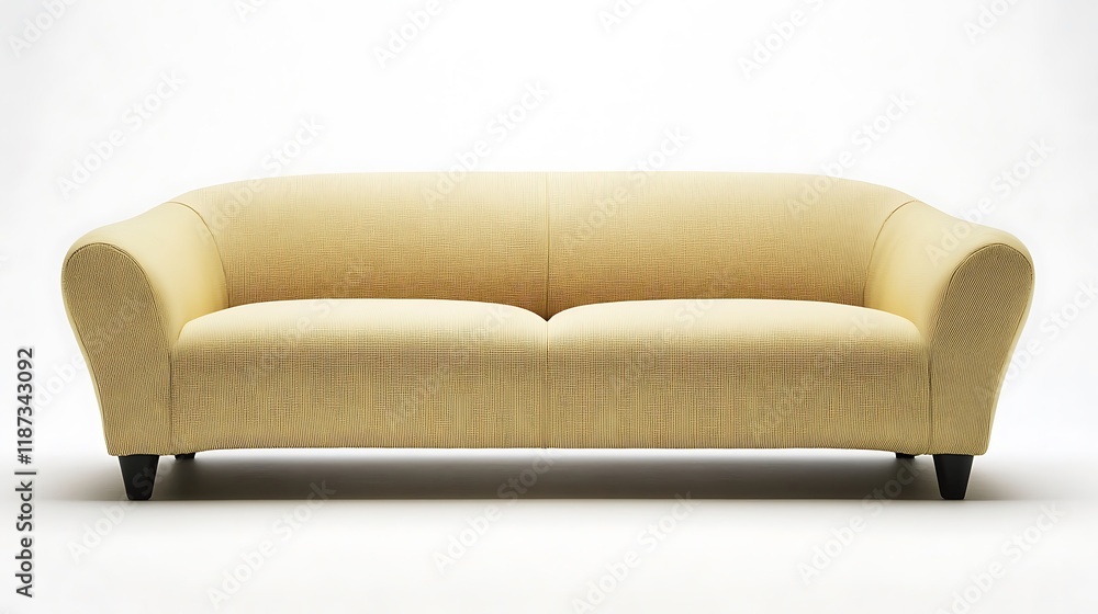 Modern sofa in pale yellow with a clean, contemporary design and soft seating Modern sofa in pale yellow with a clean, contemporary design and soft seating
