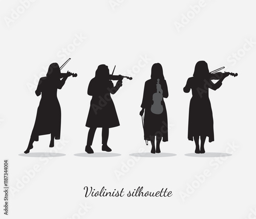 violinist silhouette vector illustration