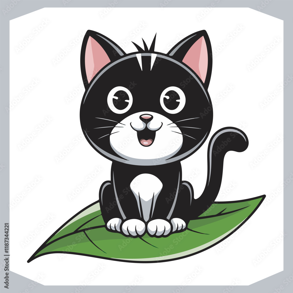 Obraz premium Black Sketch Outline of a Cute Cat Vector Style Collection Silhouette