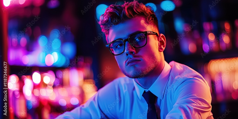generation z cool bartender in trendy bar generation z cool bartender in trendy bar