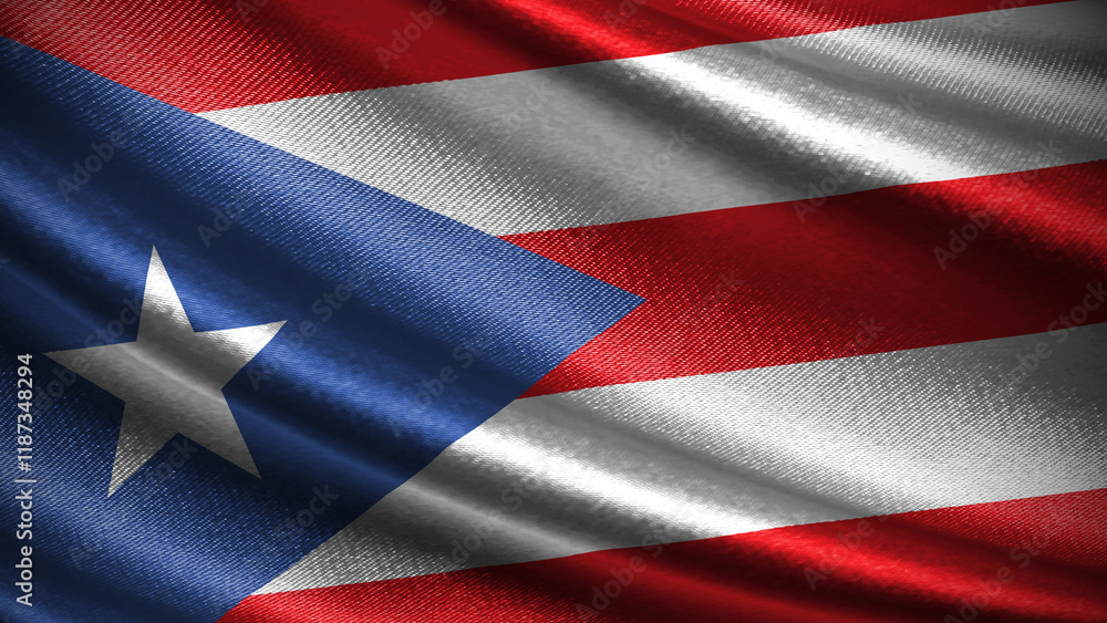 Puerto Rico flag with realistic silky wave texture Puerto Rico flag with realistic silky wave texture