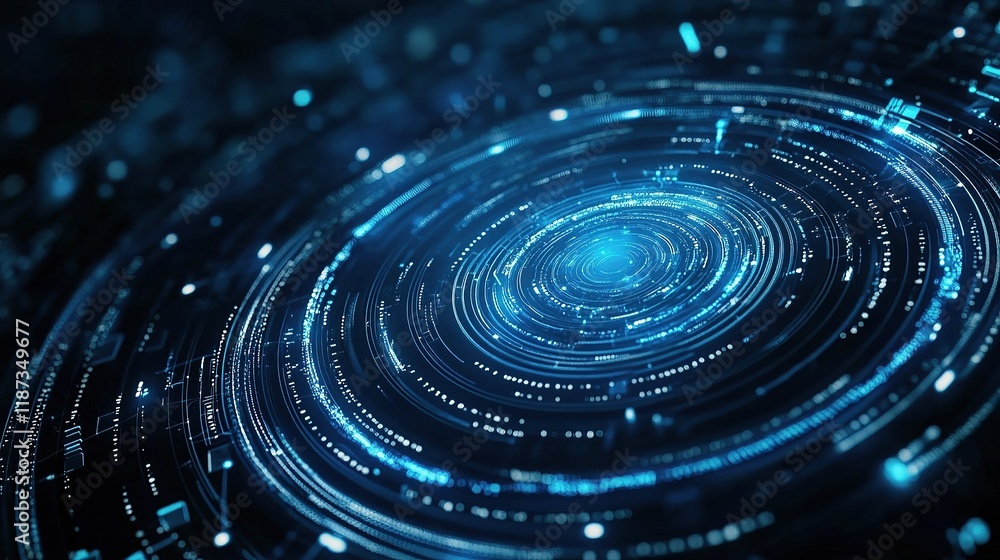 Abstract Blue Technology Background with Lines and Circles Abstract Blue Technology Background with Lines and Circles