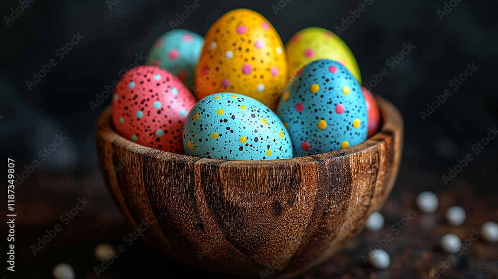 Fototapeta premium Easter eggs. Rustic style. Easter. Floral Easter decor.