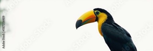 Vibrant Toucan Bird Posing Majestically Against Blurred Background with Copy Space
