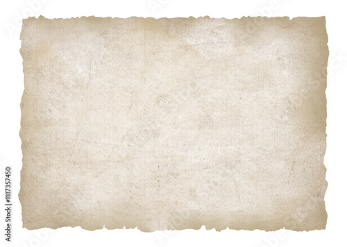Old faded paper sheet with torn ripped edges. Vintage paper texture, antique parchment	