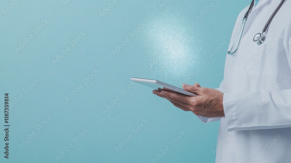Indian Doctor with Digital Tablet in High-Tech Hospital Indian Doctor with Digital Tablet in High-Tech Hospital
