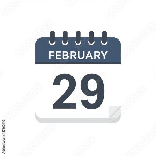 Leap year calendar icon with february 29 date and spiral binding photo