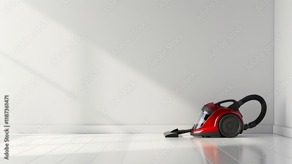 A vacuum cleaner in the corner of a room isolated on white background A vacuum cleaner in the corner of a room isolated on white background