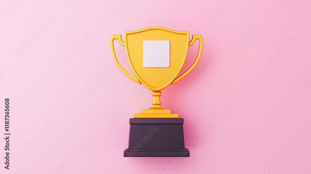 Gold Trophy on Pink Background for Achievement and Success Concepts Gold Trophy on Pink Background for Achievement and Success Concepts