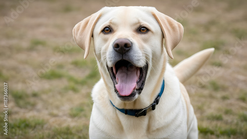 A young lab growling aggressively. photo