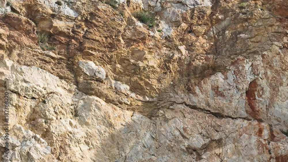 Drone shot over Old quarry near Athens, Greece with huge rocks and city view Drone shot over Old quarry near Athens, Greece with huge rocks and city view