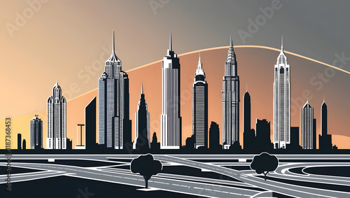 sunset in the city
