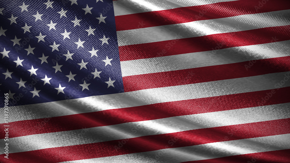 Fototapeta premium United States of America flag with realistic silky wave texture