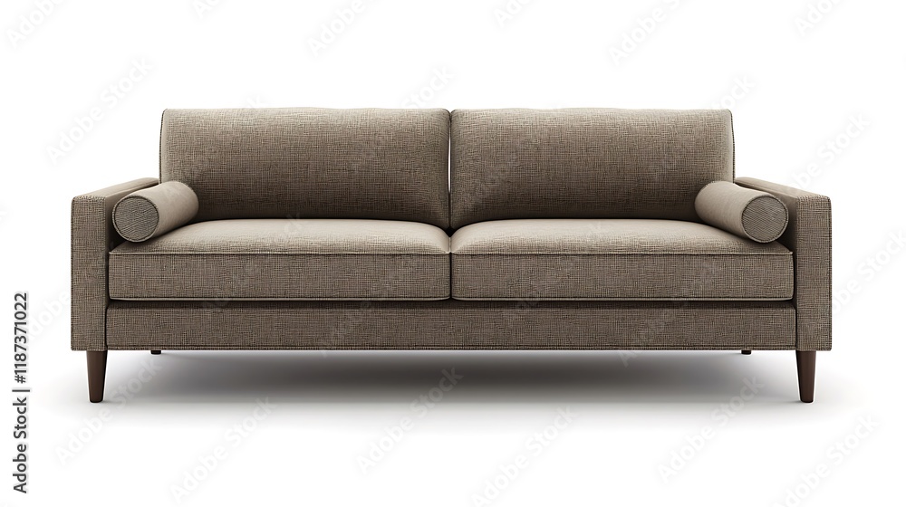 Modern sofa in warm taupe with a sleek, contemporary design and soft upholstery Modern sofa in warm taupe with a sleek, contemporary design and soft upholstery
