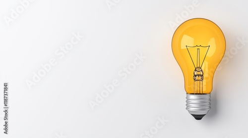 A solitary epiphany design on a white backdrop, featuring a light bulb to represent inspiration, highlighted by abstract light rays
