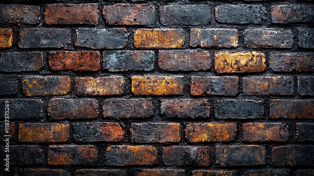 Obraz premium Dark, textured brick wall background.