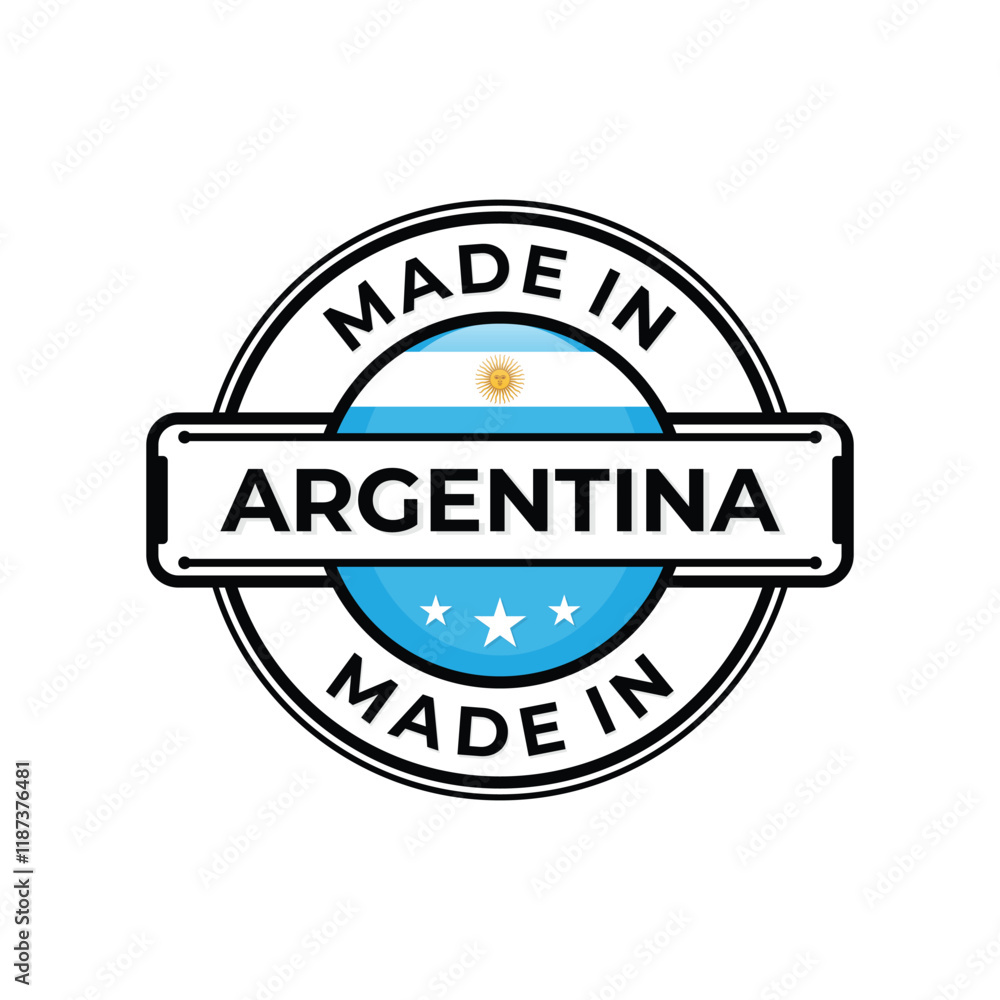 Made in Argentina label icon emblem isolated on white background Made in Argentina label icon emblem isolated on white background