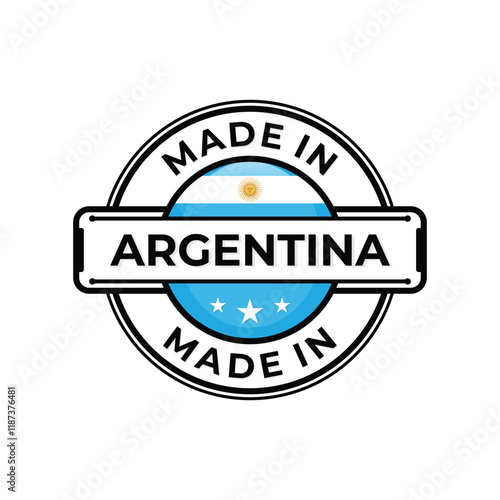 Made in Argentina label icon emblem isolated on white background