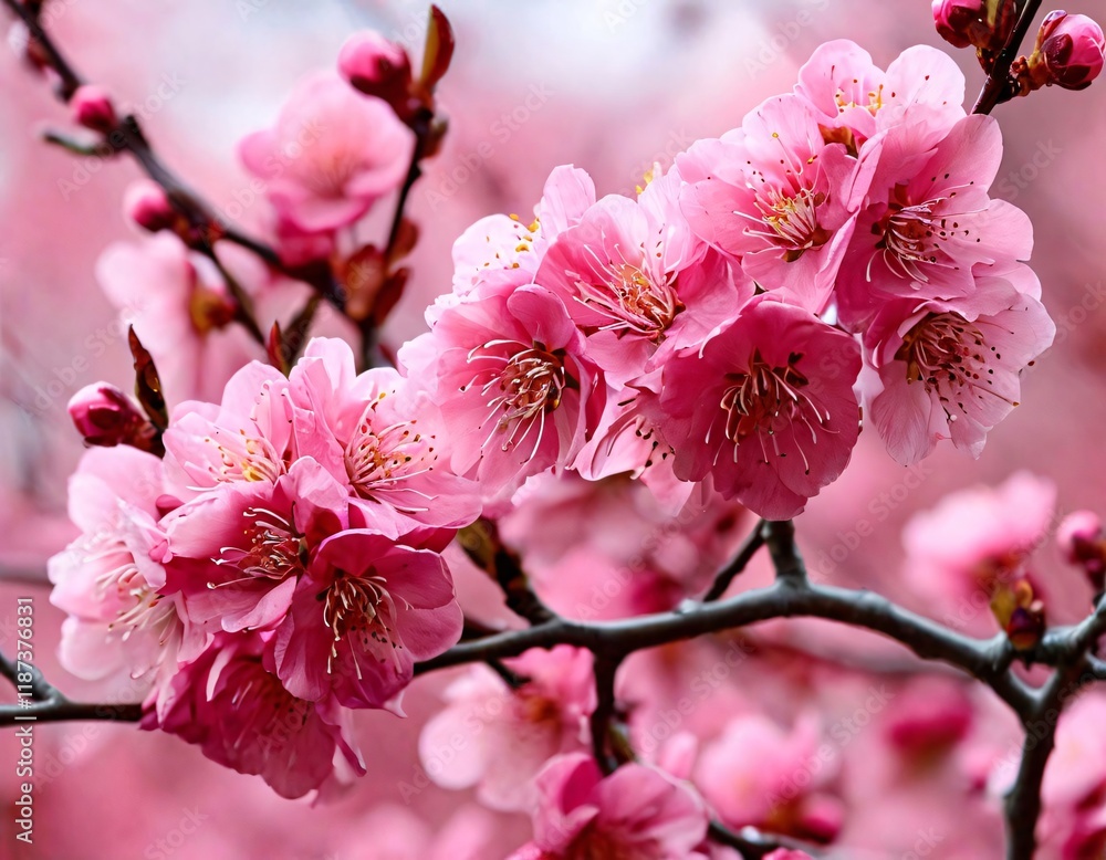 Obraz premium Pink plum blossoms.