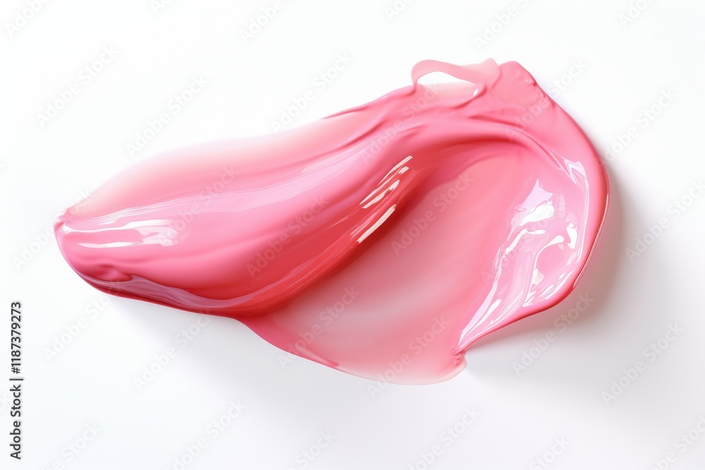Smooth pink paint spread on a white surface, showcasing vibrant color and texture for artistic inspiration Smooth pink paint spread on a white surface, showcasing vibrant color and texture for artistic inspiration
