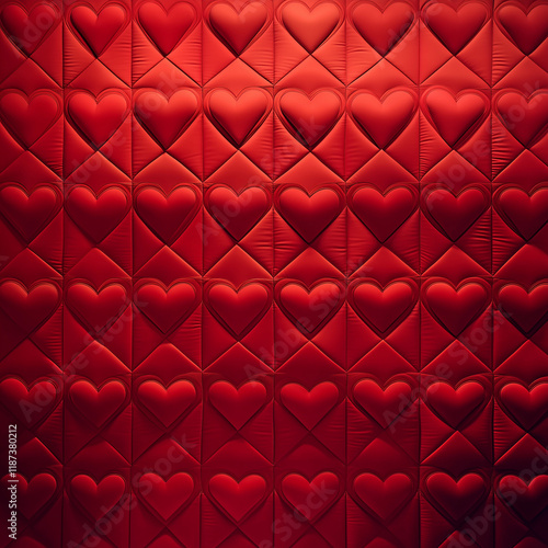 Red heart-patterned background,