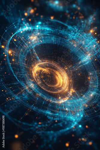 Conceptual Art of Earth's Radio Signals Merging with Deep Space Signals