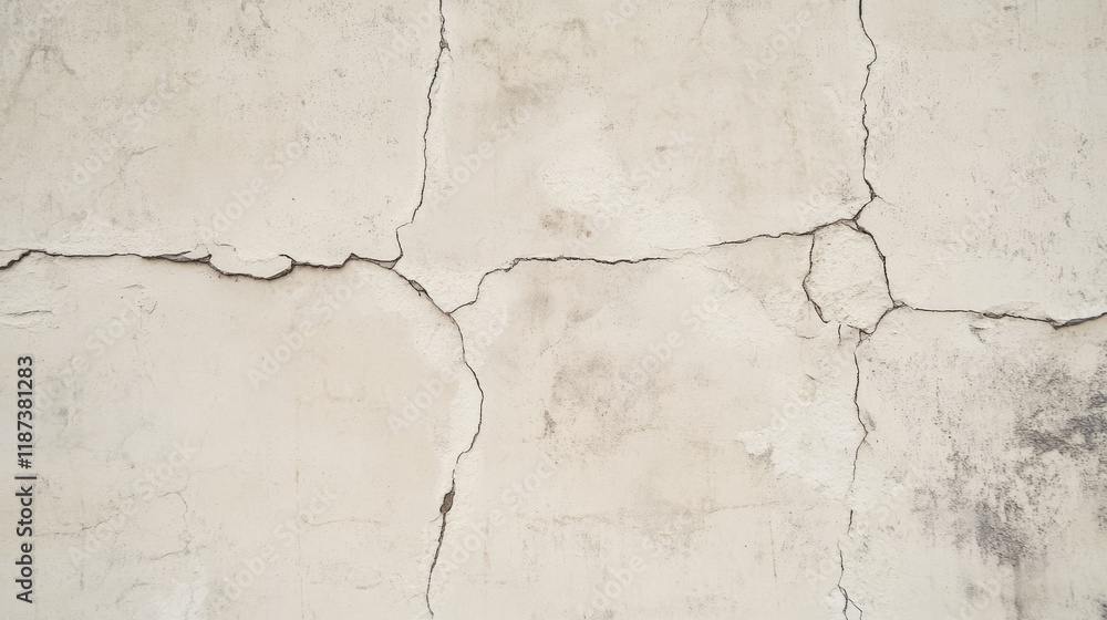 Obraz premium Cracked, textured, off-white wall surface.