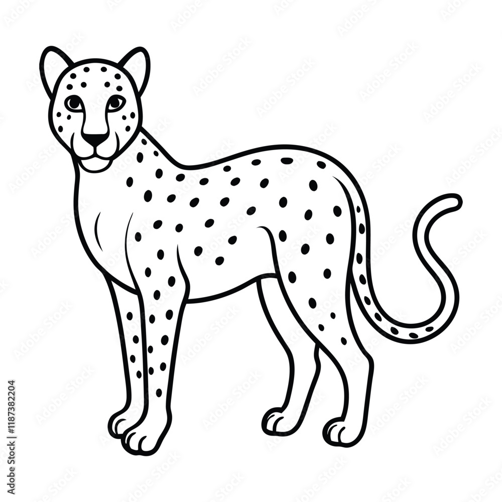 Elegant Cheetah Line Art Design Elegant Cheetah Line Art Design