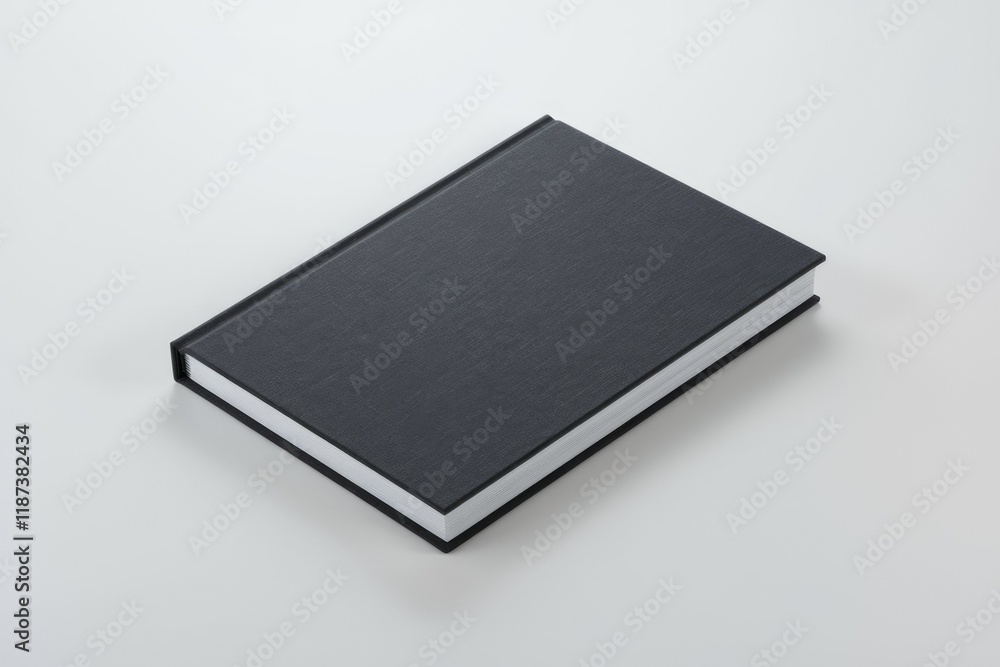 A closed dark gray hardcover book with a white inner page edge rests on a white surface. A closed dark gray hardcover book with a white inner page edge rests on a white surface.
