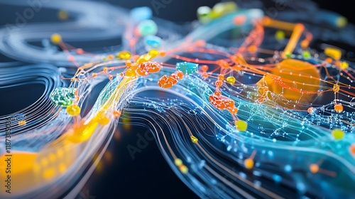 Artistic visualization of directtoconsumer model highlighting flowing pathways abstract nodes representing customer interaction photo