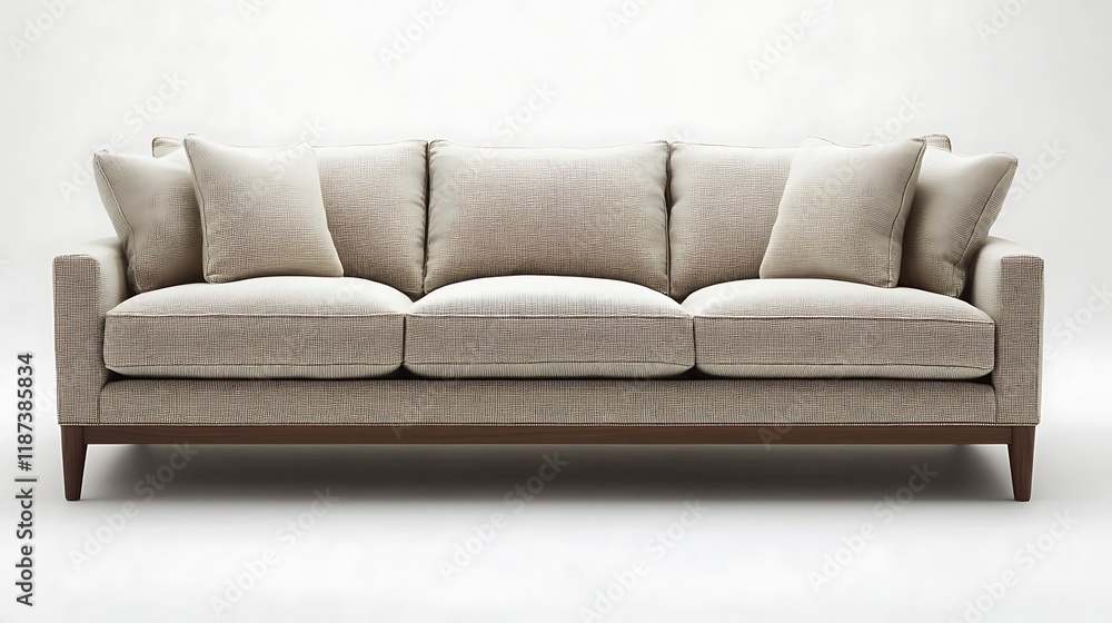 Modern sofa with clean lines, a minimalist design, and neutral tones Modern sofa with clean lines, a minimalist design, and neutral tones